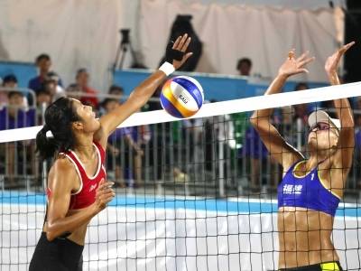 雨夜鏖战！十五运会沙排比赛激战正酣