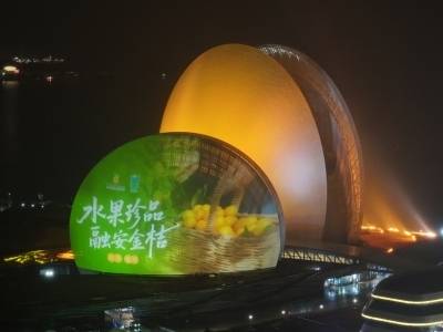 高光时刻！“水果珍品 融安金桔 ”亮屏珠海地标日月贝