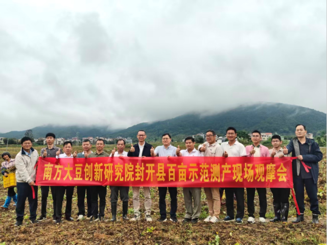 封开县南丰镇开明村丰悦产业基地大豆测产现场。