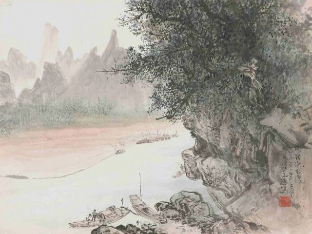 阳朔泡水渡 黎雄才 1960年 岭南画派纪念馆藏 阳朔泡水渡 黎雄才 1960年 岭南画派纪念馆藏