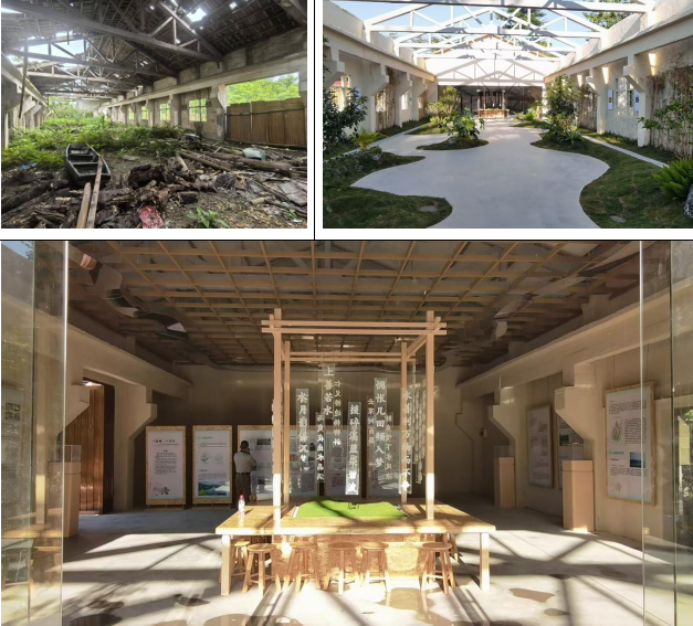 大南河幸福河湖水文化展馆改造前后对比。