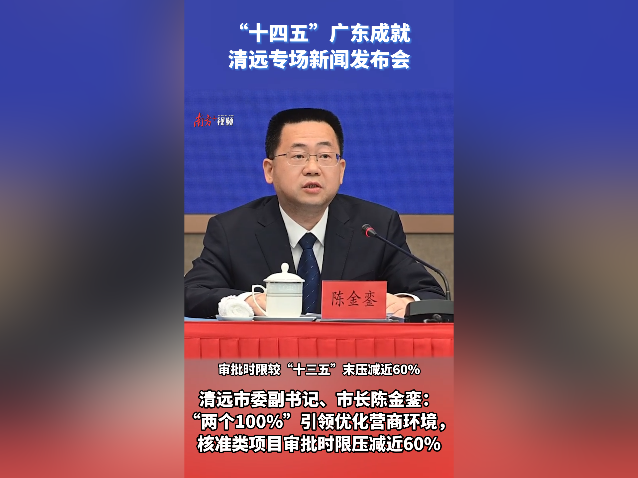 视频｜清远市市长陈金銮：“两个100%”引领优化营商环境，核准类项目审批时限压减近60%