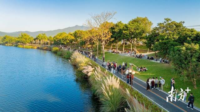 被称为“蕉岭小洱海”的米香湾吸引游客前来打卡。