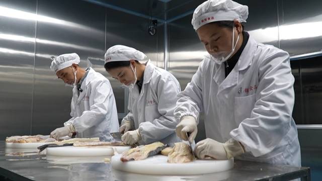 企业加工鱼丸。图源自人民网。