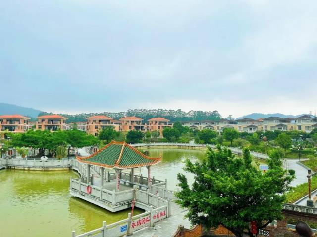 奇榜村同心湖公园一角。 