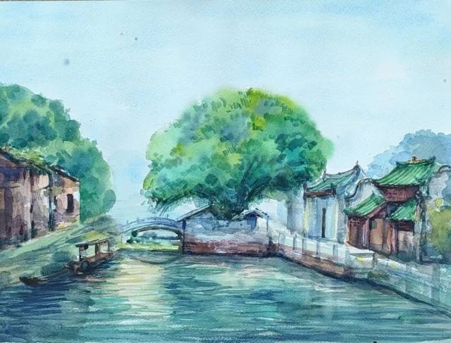 《水乡》水彩  36×48cm  2025