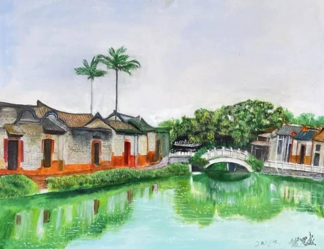南社古村落一角写生40x50,创作2025年2月