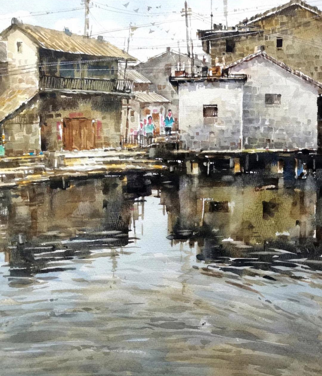 《溪居逸景》35x45cm 油画 