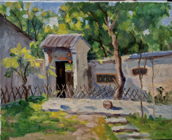 《小院春早》40X50CM 油画  2025年1月