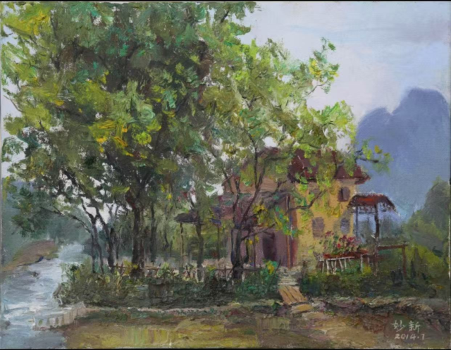 《溪居逸景》35x45cm 油画 