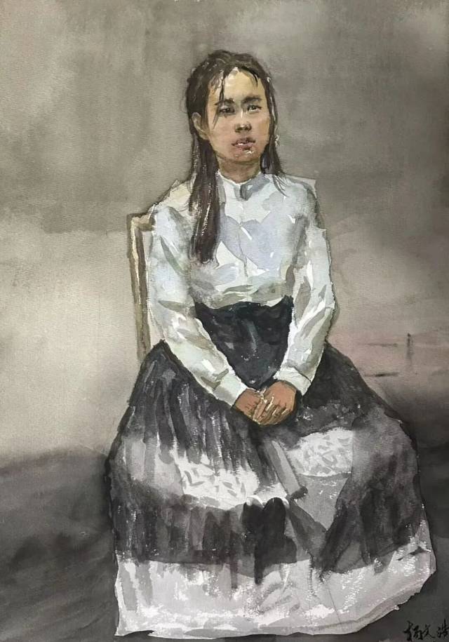 沉静之姿 38 x56cm  水彩