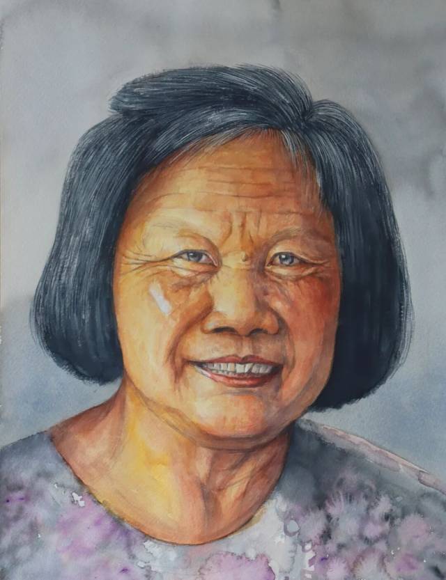 《母亲肖像，生如兰花 孺牛耕耘》水彩 36x48cm &nbsp;2025年