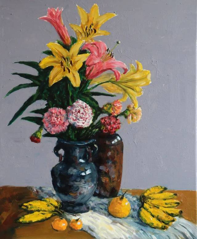 《 有熟透香蕉的静物 》油画50×60cm 2026