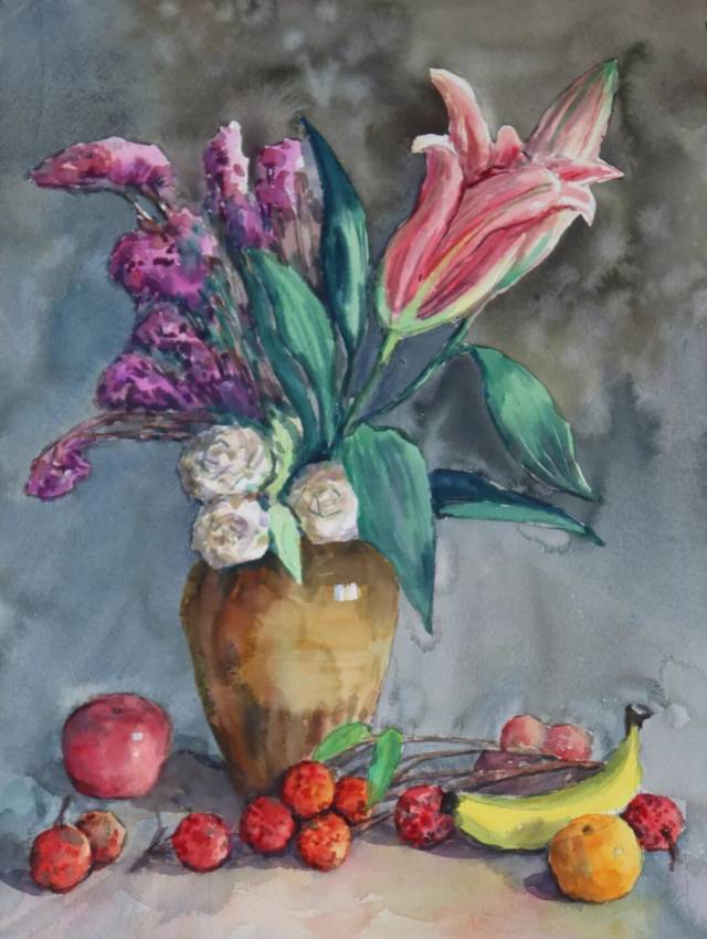 《 荔红》水彩 36×48cm 2025