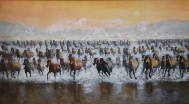 《万马奔腾》油画 100x180cm 2026