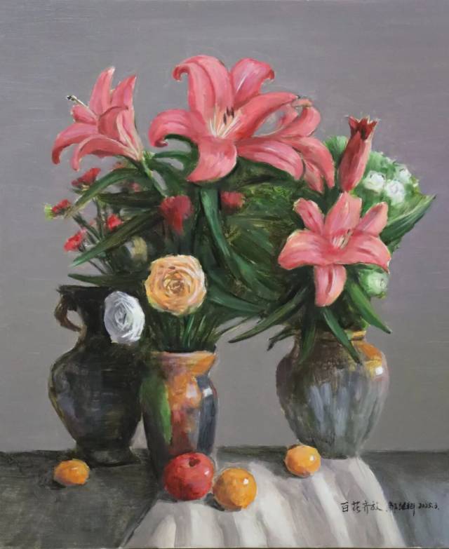 《百廿广高 . 百花齐放》 油画 65x55㎝ 2025