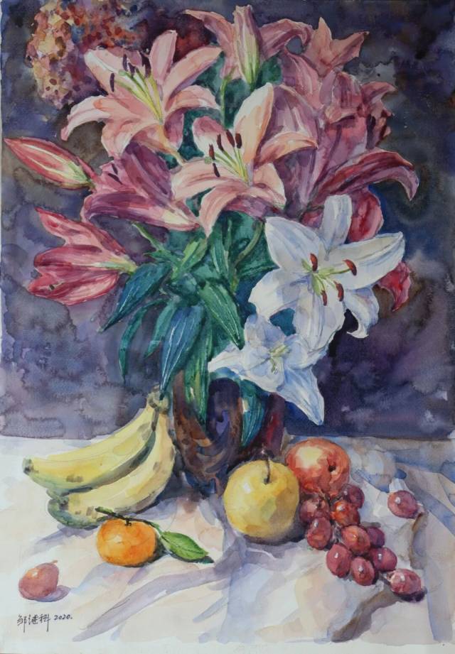 《 齐放》水彩 38×56cm &nbsp;2020