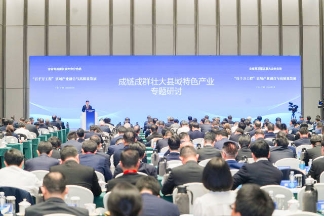 广东省高质量发展大会“百千万工程”县域产业融合与高质量发展分会场举行“成链成群壮大县域特色产业”专题研讨。谭家富 摄