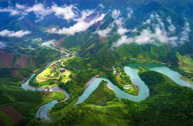 清远市连南瑶族自治县涡水镇航拍图