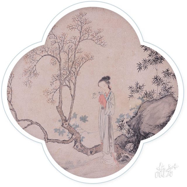 (清)蒋莲 仕女斗方册之四(局部) 绢本设色 32.5×45cm (清)蒋莲 仕女斗方册之四(局部) 绢本设色 32.5×45cm