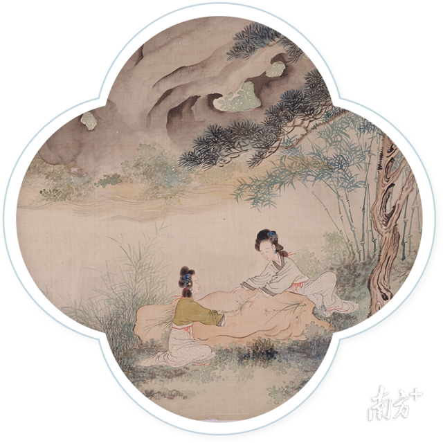 (清)蒋莲 仕女斗方册之四(局部) 绢本设色 32.5×45cm (清)蒋莲 仕女斗方册之四(局部) 绢本设色 32.5×45cm