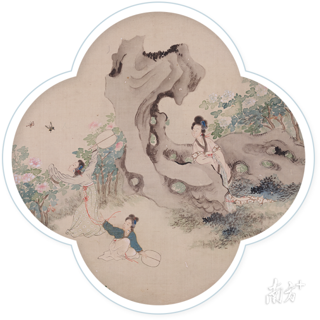 (清)蒋莲 仕女斗方册之二(局部) 绢本设色 32.5×45cm (清)蒋莲 仕女斗方册之二(局部) 绢本设色 32.5×45cm