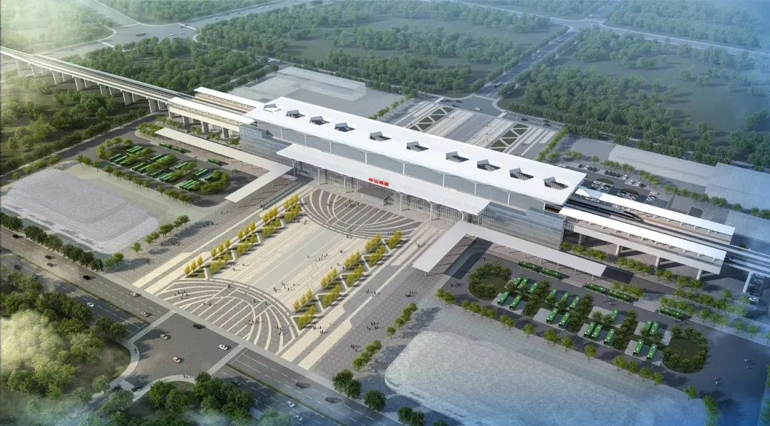 中山西站鸟瞰效果图。