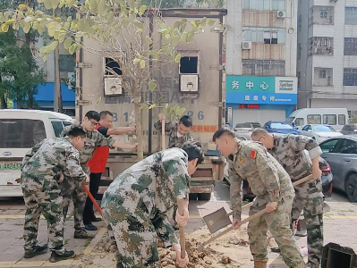 挥锹添新绿，民兵显担当！新市街道组织民兵开展义务植树活动