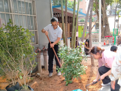 黄花岗街执信社区党委开展2026年植树护绿主题党日活动