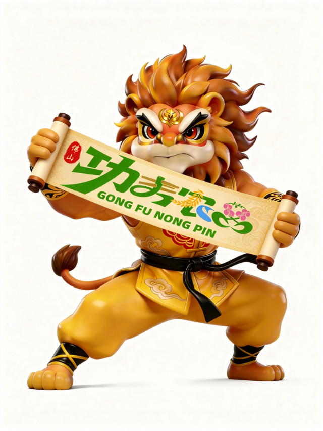 “功夫农品”IP形象——“农狮兄”。