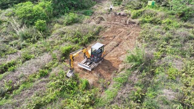 ▲ 乐城镇伍村村对撂荒耕地开展清杂平整工作。陈彦成 摄
