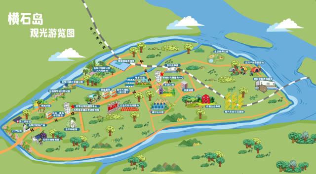 横石岛旅游地图。