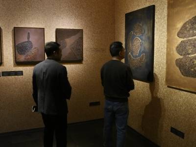 薯莨也能作画？佛山艺术家夏金旺“莨石计划”作品展在京开幕