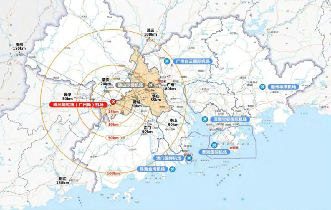 广州新机场服务辐射圈图。 受访者 供图