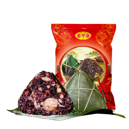 黑糯米裹蒸粽。