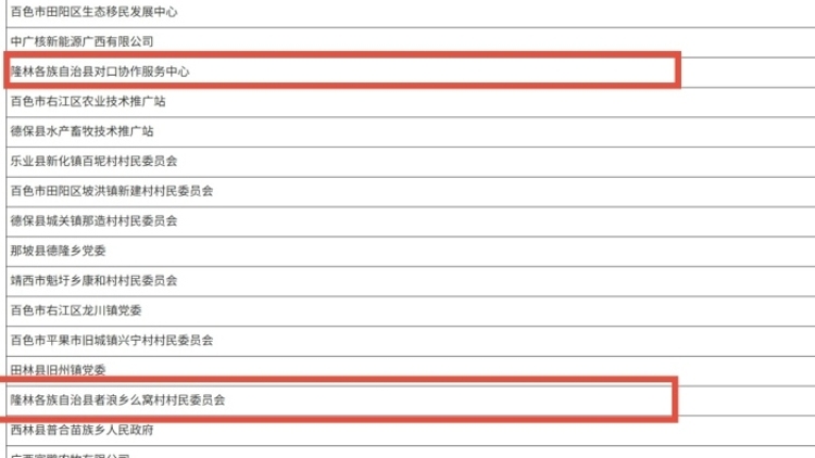 隆林两集体三个人入选，广西壮族自治区乡村振兴突出贡献奖拟表彰名单公示