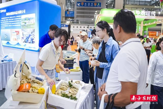 市民游客正在试吃金贝隆黄金蚝。 市民游客正在试吃金贝隆黄金蚝。