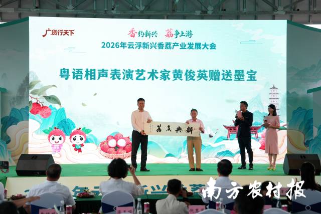 艺术名家黄俊英向新兴赠送墨宝《新兴香荔》。 艺术名家黄俊英向新兴赠送墨宝《新兴香荔》。