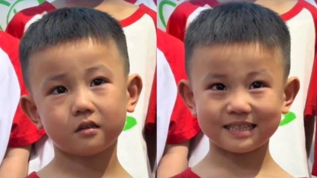 幼儿园毕业，小朋友听着食堂伯伯发言，泪中带笑