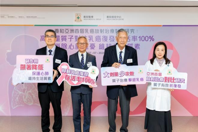 香港养和乳腺癌质子治疗新突破:心肺辐射大降,5次方案减负担