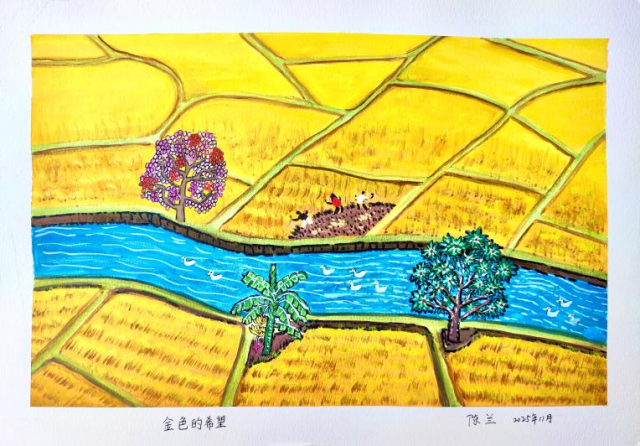 “东江画境”农民画基地学员的画作。 “东江画境”农民画基地学员的画作。