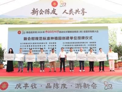 立标杆、稳品质、强信任！新会十家单位获授“新会柑规范标准种植园创建单位”